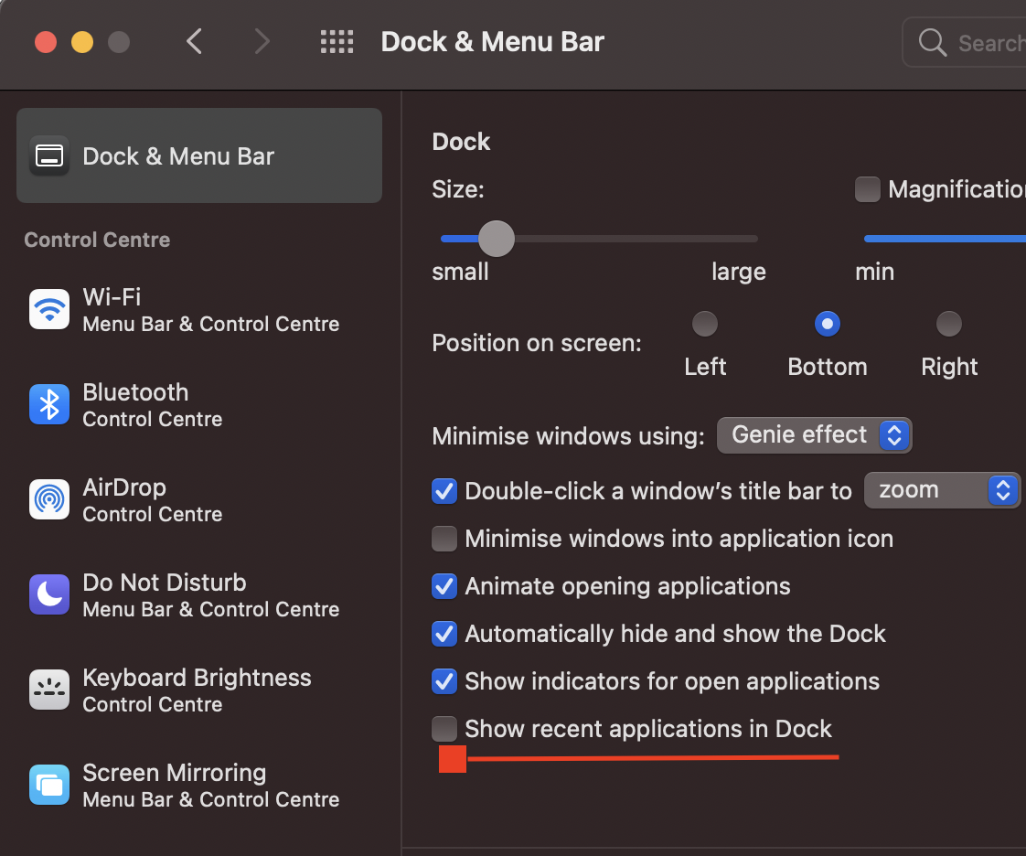 Remove closed applications from macOS Dock